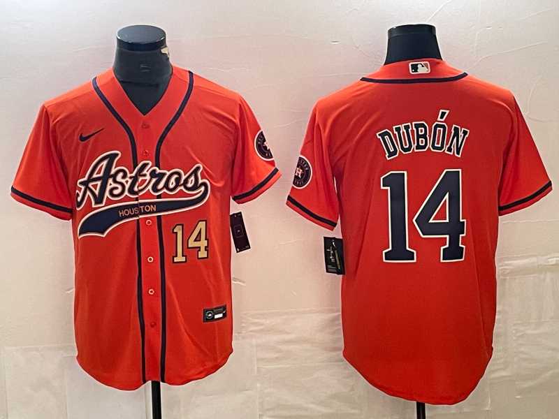 Men%27s Houston Astros #14 Mauricio Dubon Number Orange With Patch Cool Base Stitched Baseball Jersey->los angeles dodgers->MLB Jersey